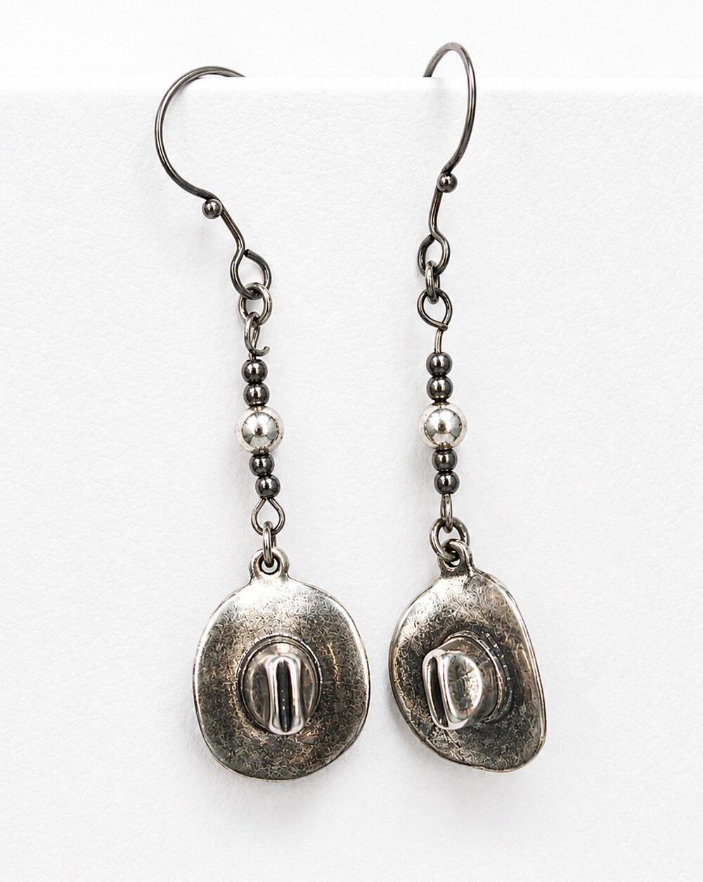 Sunwest Silver Co Sterling Silver Cowboy Hat Dangle Earrings Western Cowgirl